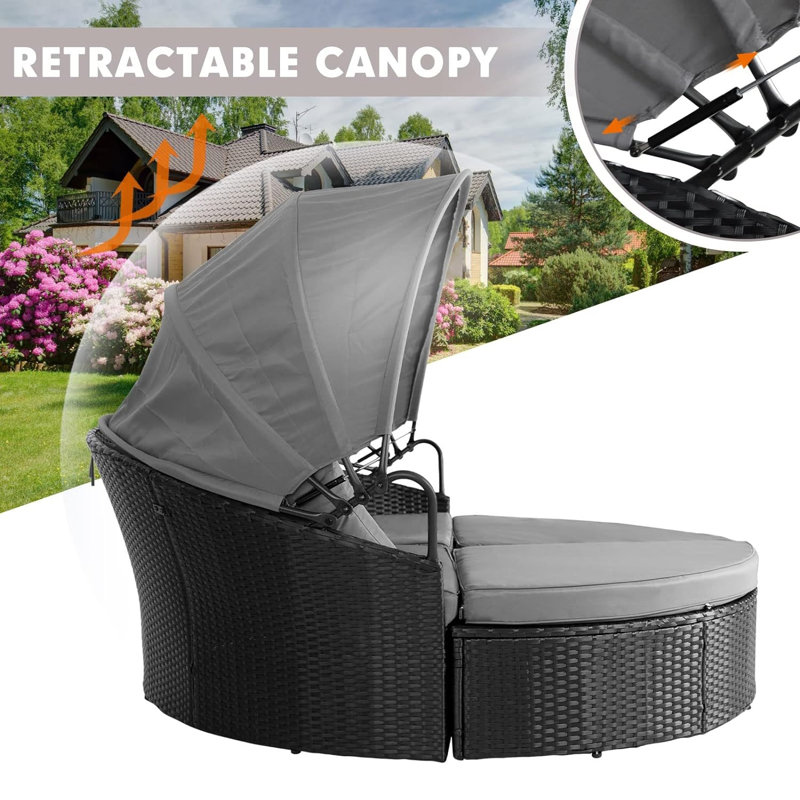 Antwan 71.7 Wicker Outdoor Patio Daybed with Cushions